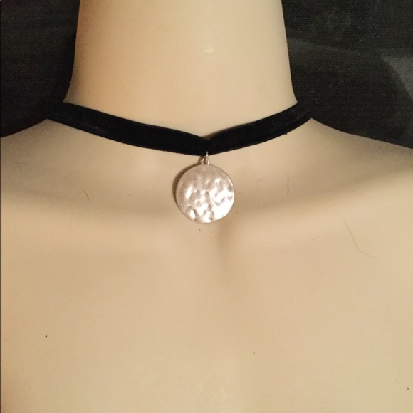 ldmtreasures Jewelry - Silver Circle Choker, Black Velvet Choker